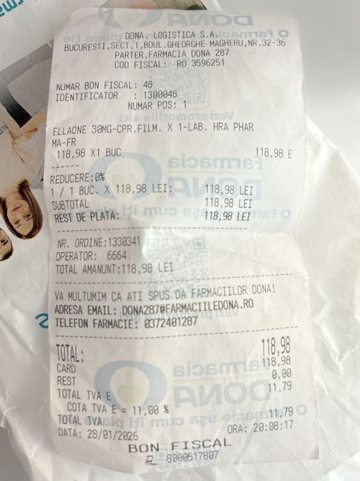 ElllaOne contraceptie de urgenta