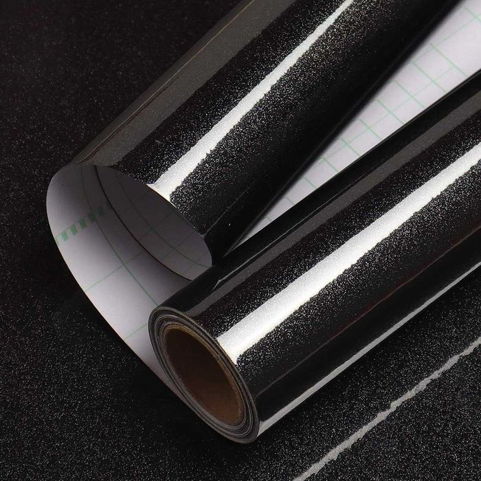 Folie autoadeziva neagra lucioasa 40x500 cm pentru mobila bucatarie rezistenta la apa PVC - LIVRARE GRATUITA !