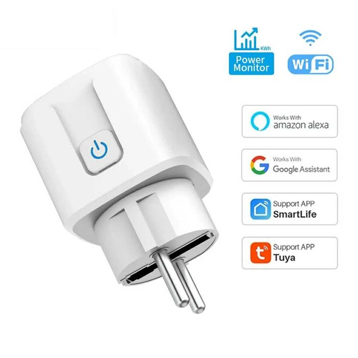 Priza smart inteligenta wifi cu contor monitorizare consum tuya 20A