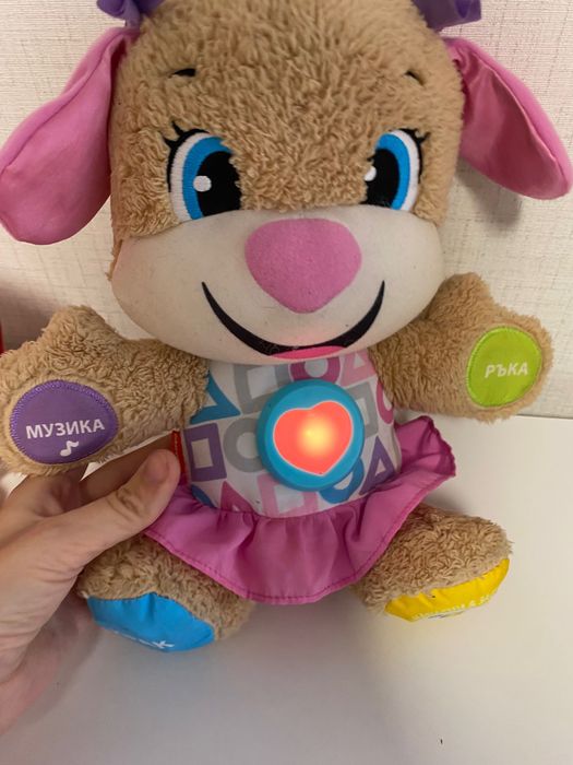 Лот бебешки играчки - куче Fisher Price, слонче, писта с количка ..