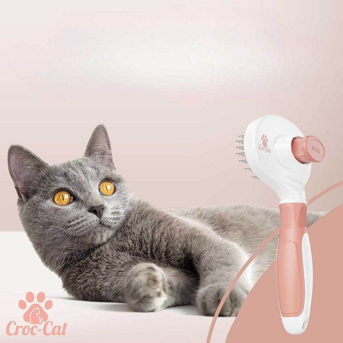 Четки за котки със система за самопочистване и гребен против въшки, Croc-Cat, ергономични, лесни за използване