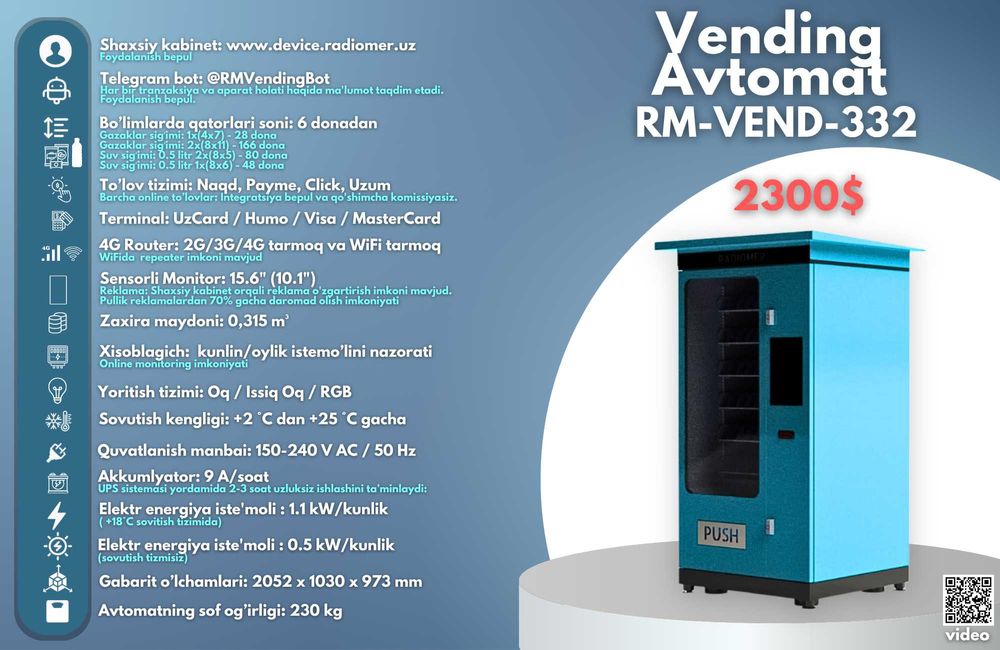 vending sotuv avtomatlari