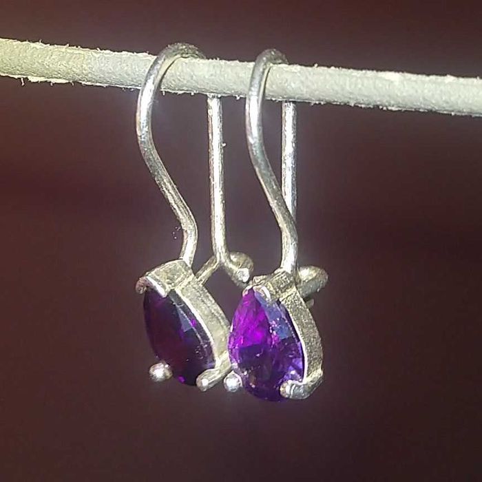 Сребърни обеци с аметист