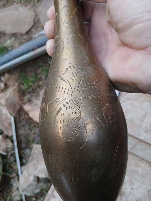 Стар меден тиган и месингова ваза