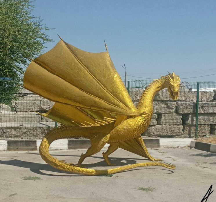 Большой металлический дракон 3.3м | арт-обьект для бизнеса.