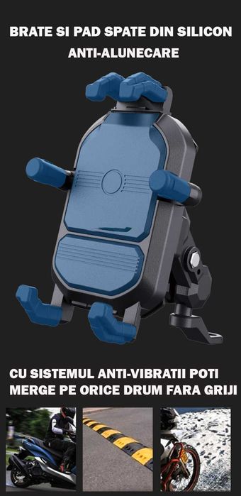 Suport telefon moto, atv, auto cu sistem Anti-vibratii, incarcare 15W