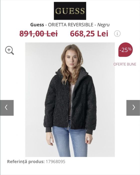 geaca iarna cu 2 fete Guess marimea XS300