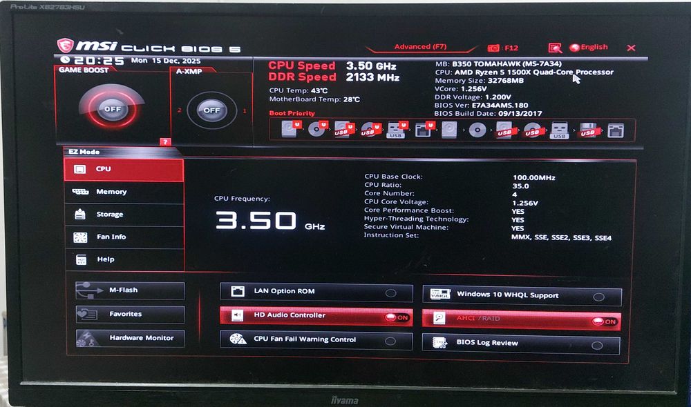 KIT AMD Ryzen 5 1500X 3.5GHz +MSI B350 TOMAHAWK + Cooler AMD