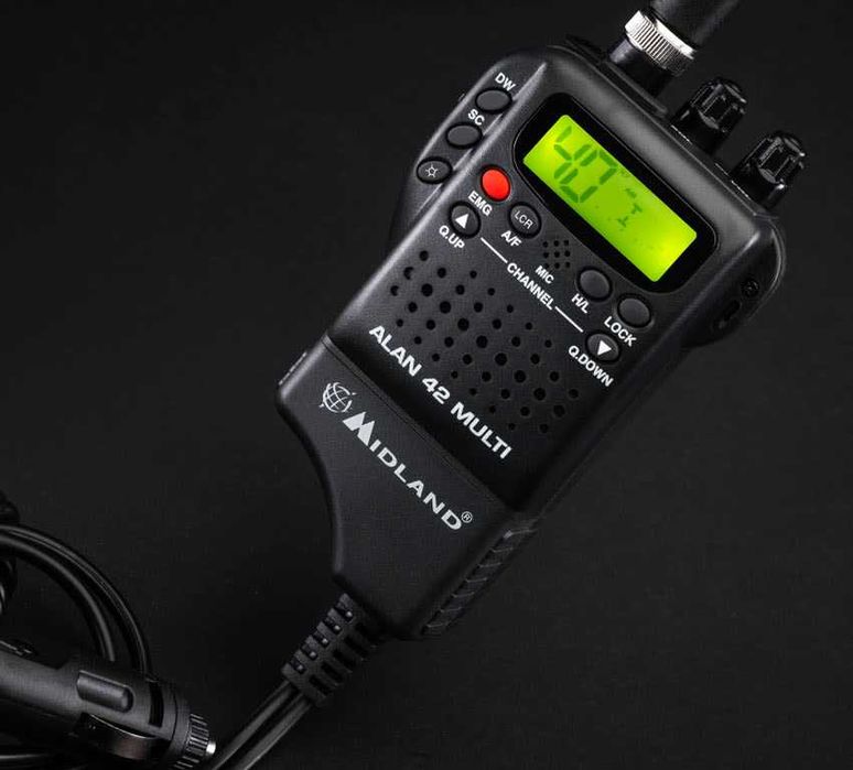 Statie CB portabila Midland Alan 42 Multi cu baterii + alimentare auto + antena lunga si antena scurta