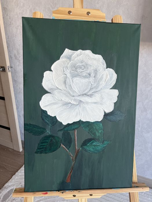 Картина белая роза