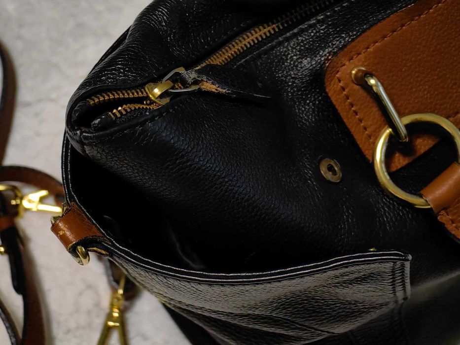 Geanta supradimensionata dama mana piele naturala neagra maro Musette