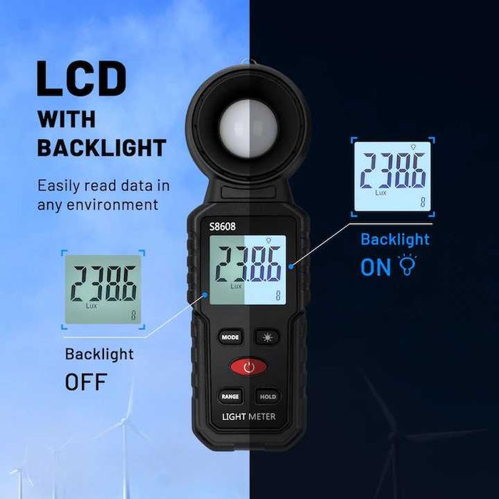 Луксметър, RASK, цифров, 200000 Lux, прецизно измерване, LCD дисплей lux meter device