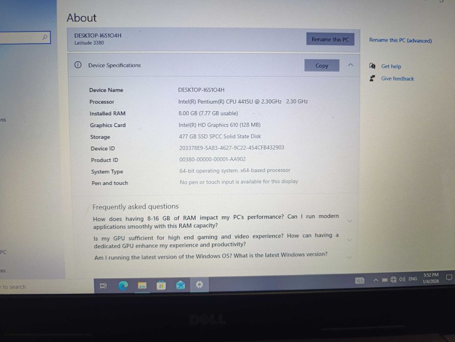 DELL Latitude дисплеи 13,8 инча отлична батерия 500GB SSD 8GB RAM