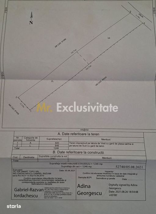 0% Comision Teren intravilan 1246 mp Prundu Platou -Fragilor