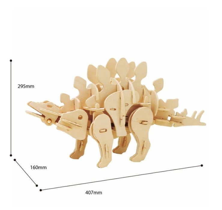 Дървен 3D пъзел динозавър, със звуци и движение