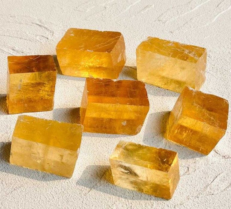 Calcite Естествен Кристал Медено Оранжев Калцит Жълт Калцит Минерал