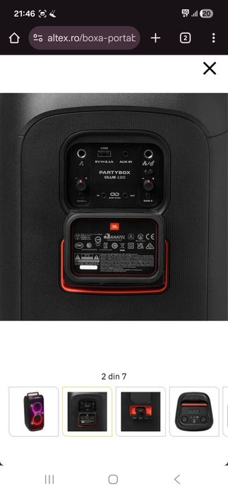 Boxa portabila JBL PartyBox Club 120, 160W, Bluetooth, IPX4, Auracast,