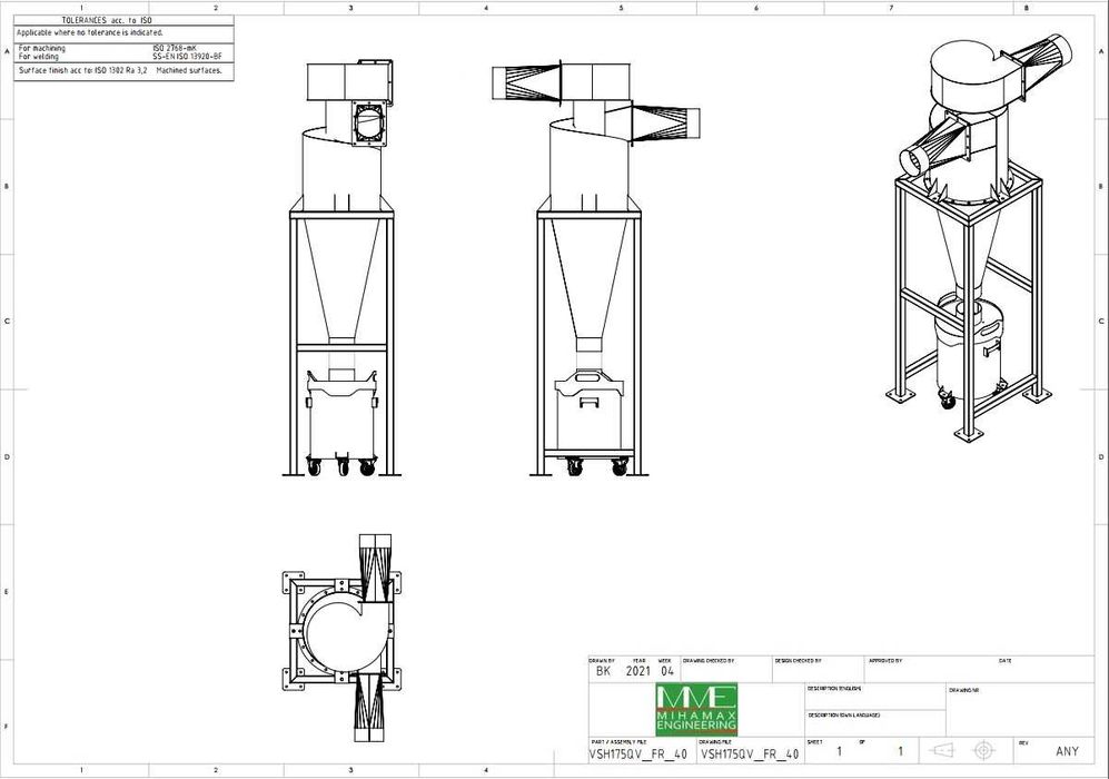 Ciclon separator, Colector de praf cu ciclon EXTREM DE EFICIENT МVH150