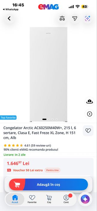 Congelator vertical arctic