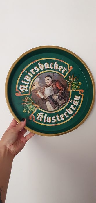 Tava metalica pentru servire bere Alpirsbacher Klosterbräu