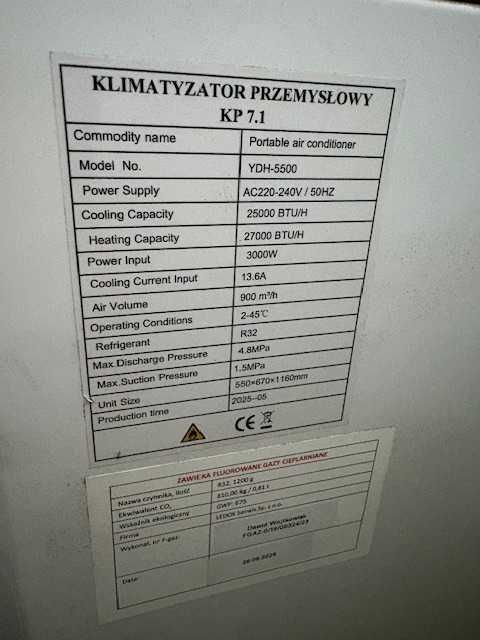 Мощен Индустриален Мобилен Климатик LEDOK KP 7.1 (25000 BTU)–Почти Нов