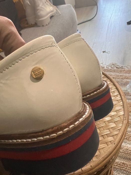 pantofi casual Tommy Hilfiger damă noi 36 albi piele lăcuita