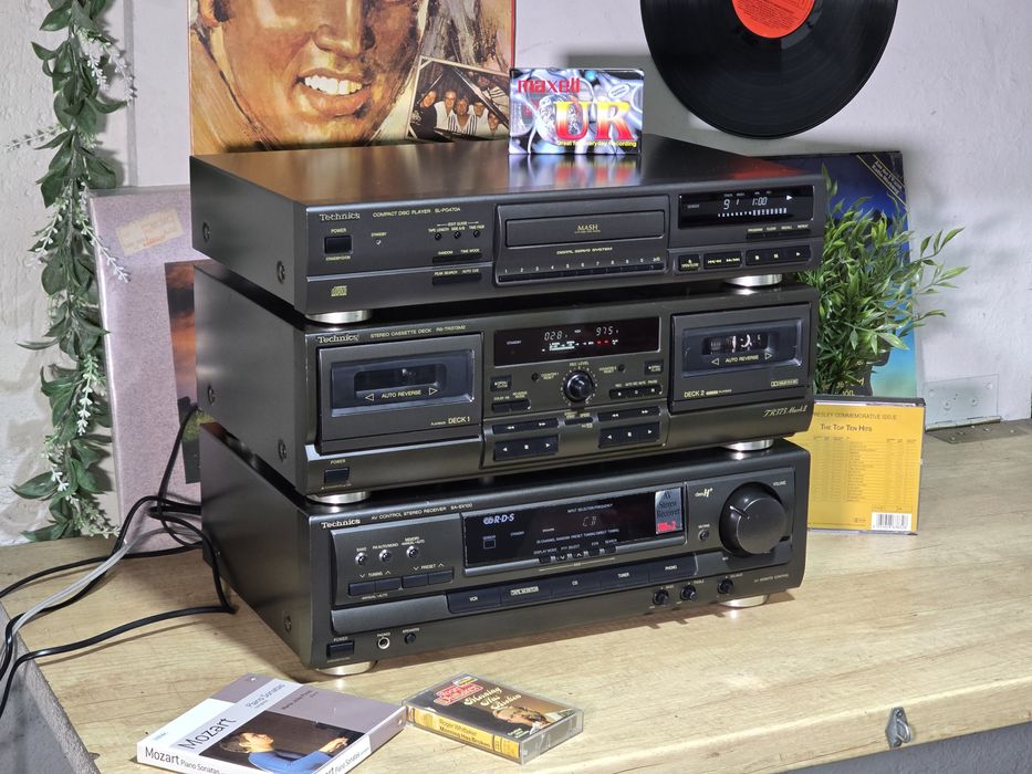 Linie audio TECHNICS receiver sa-ex100,dublu deck RS-TR373M2,cd-player