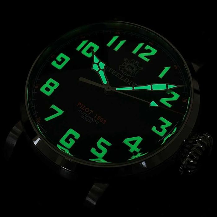 Steeldive SD1903 Pilot 47 mm Diver 20 ATM Automatic Seiko NH35