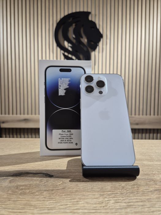 iPhone 14 Pro 128gb Silver Bat 100% Originala/Fact+Garantie