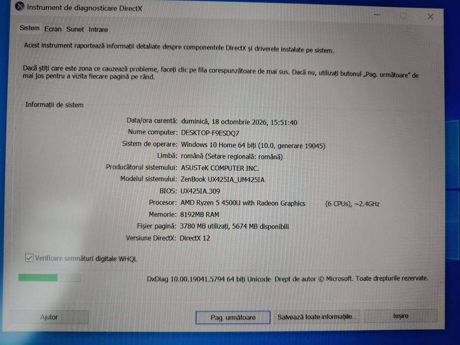 Asus Zenbook /ryzen 5/ Ssd 512 GB / RAM 8 gb