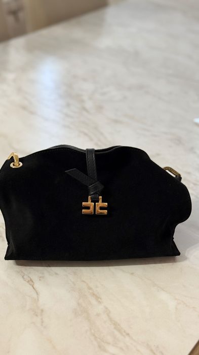 elisabetta franchi icon suede black чанта