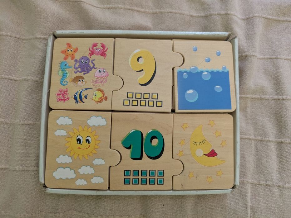 Лот дървени играчки - пъзел с цифри от Лидл