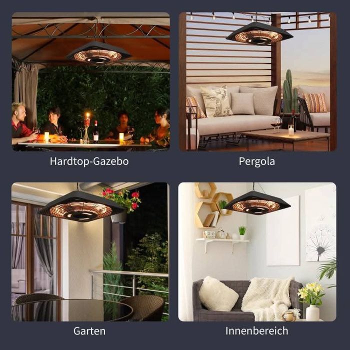 Таванен нагревател с  5 режима  с дистанционно ,LED светлина . Черен