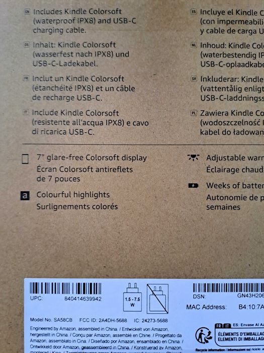 eBook Reader Amazon Kindle Colorsoft 2025. Sigilat