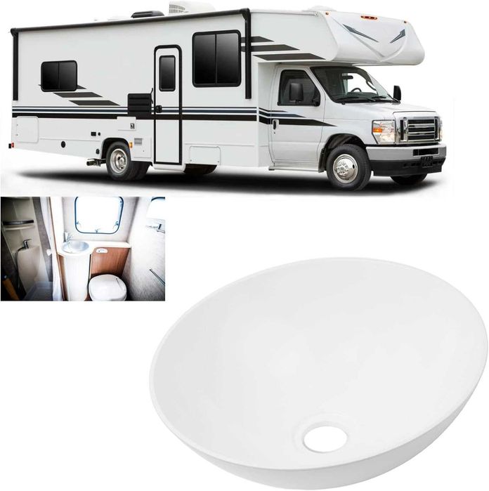 Голяма модерна акрилна мивка за баня за каравани, кемпери, яхти, бани