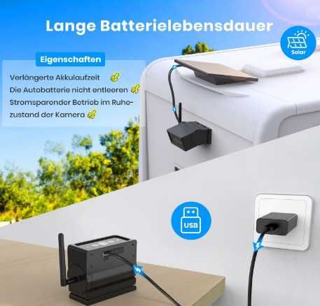 AUTO-VOX комплект камера за заден ход с монитор и соларна батерия