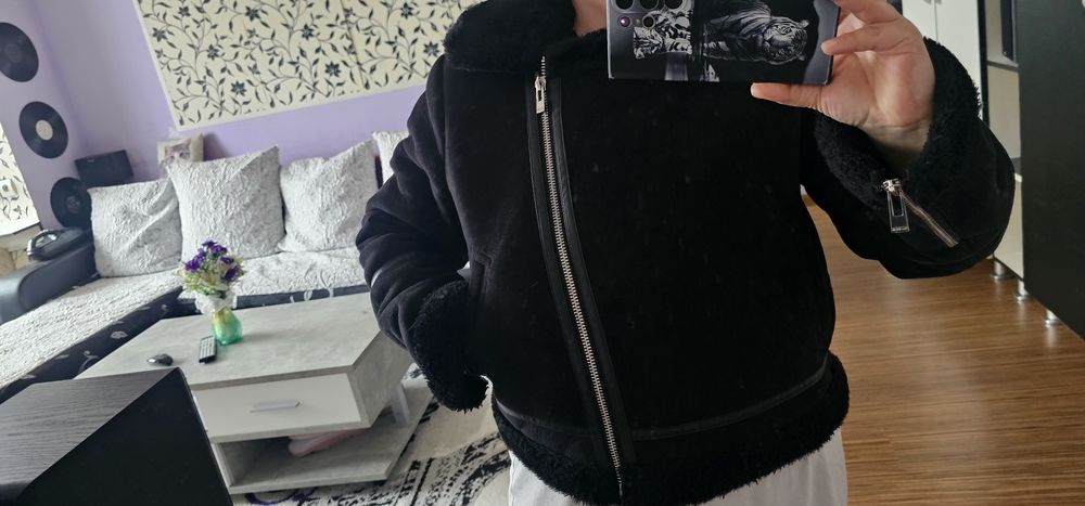 Pull&Bear Geaca piele întoarsă imblanita