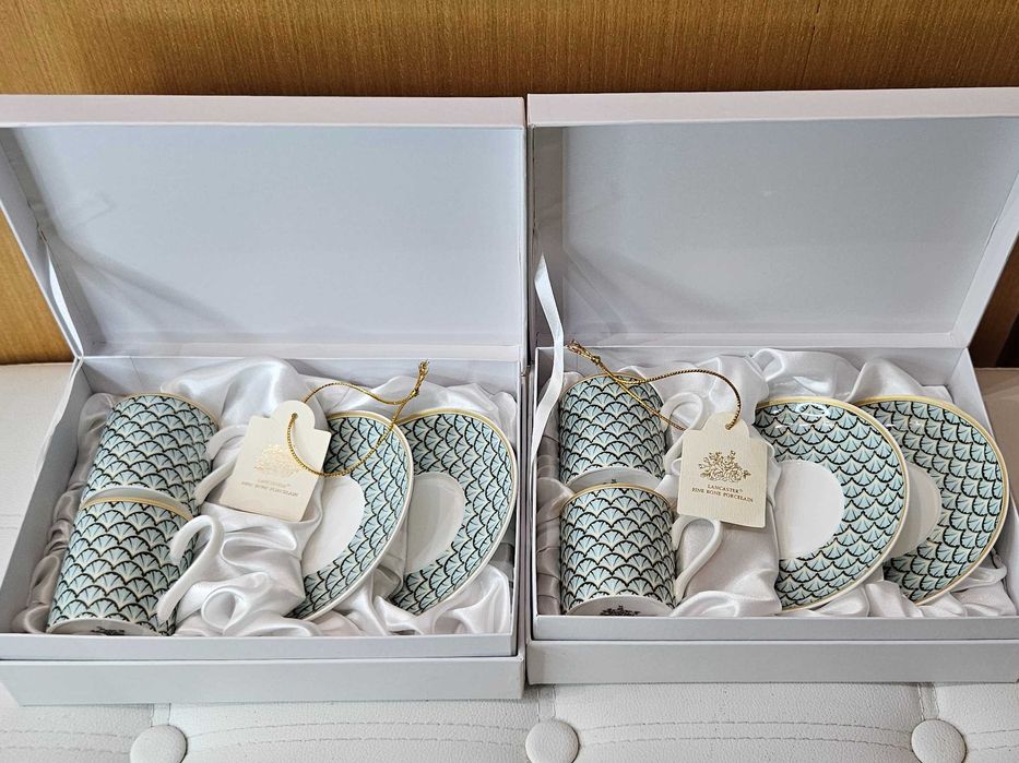 Порцеланов ервиз за кафе Lancaster. 2 комплекта х 2 чаши и чинийки.