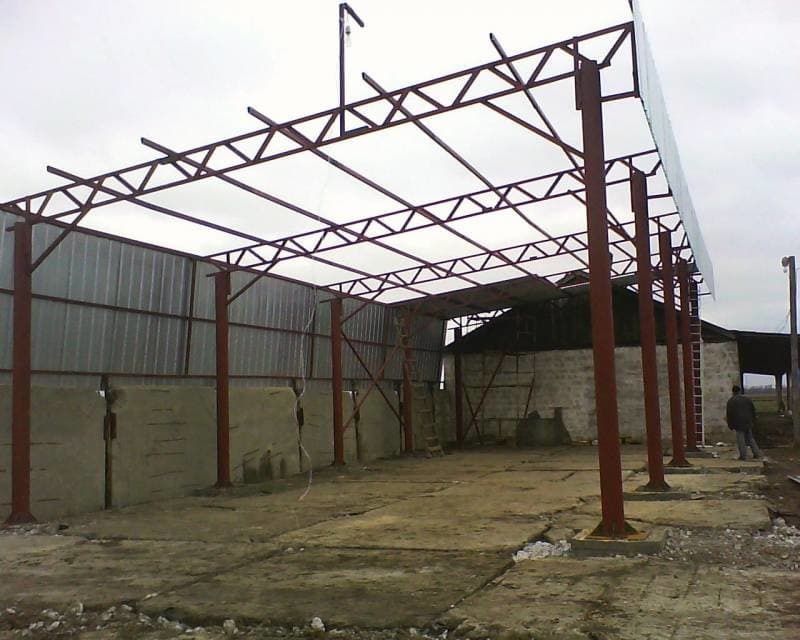 Металлоконструкции ангары фермы КМД МАФ сэндвич панель