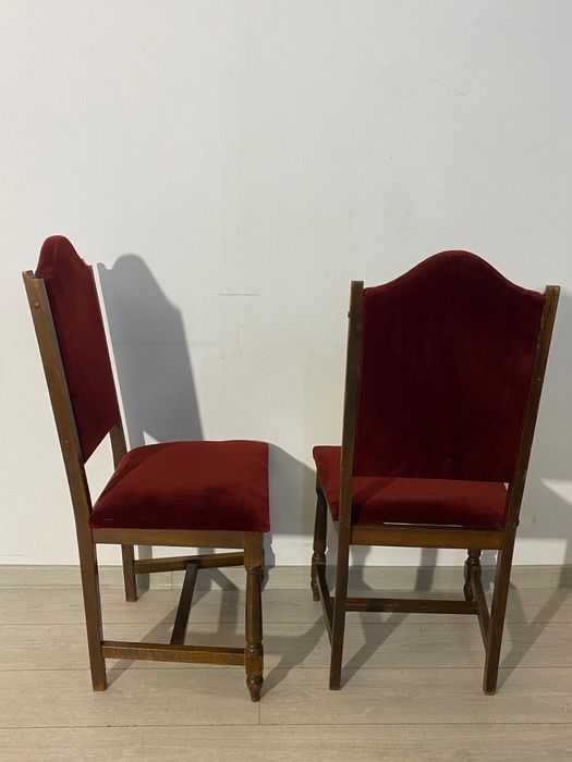 6 Buc. Scaun Vintage din Lemn; Set Scaune Tapițate