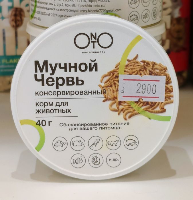 Консервированные насекомые,корм,мучной червь