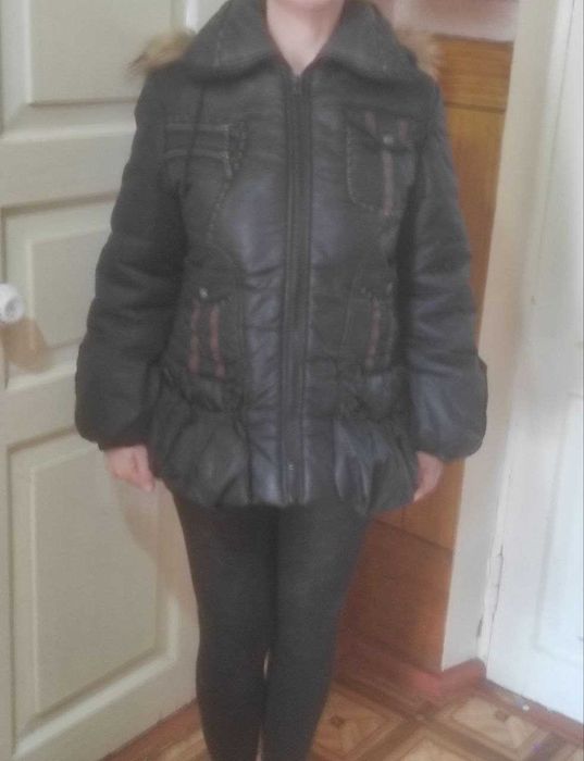 куртка болоньевая женская зимняя  с мехом