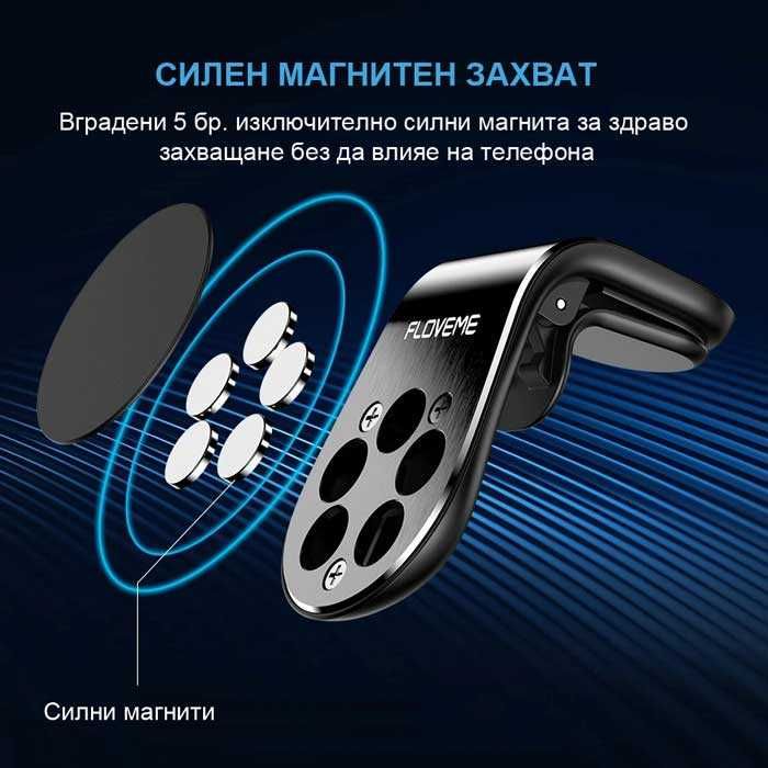 Висококачествена магнитна стойка за телефон в колата - 2 цвята.