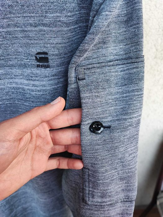 Pulover G-Star Raw gri-albăstrui melanj, bumbac, mărimea M