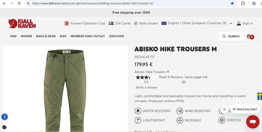 FJALLRAVEN Abisko Hike pants - нови мъжки туристически панталони, размери 48 и 50