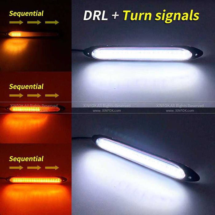 Дневни светлини №3574-2 LED 2бр. DRL с бягащ мигач -23.5см.