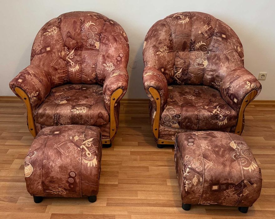 Холна Гарнитура 6 Части - Диван, Фотьойл, Табуретки и Маса