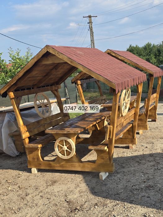 Foisor  rustic din lemn masiv balansoar  leagan terasa