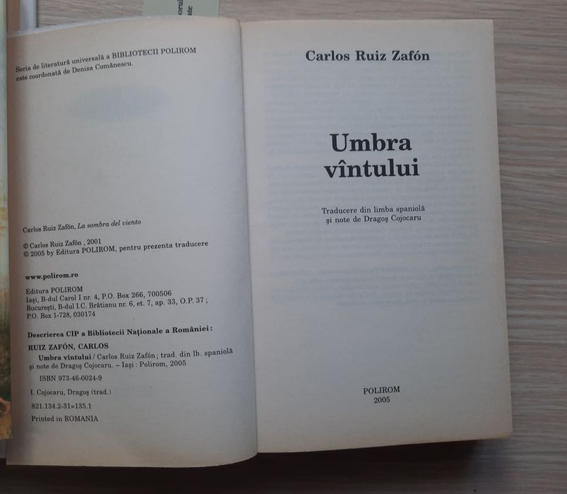 UMBRA VÂNTULUI,de Carlos Luiz Zafon