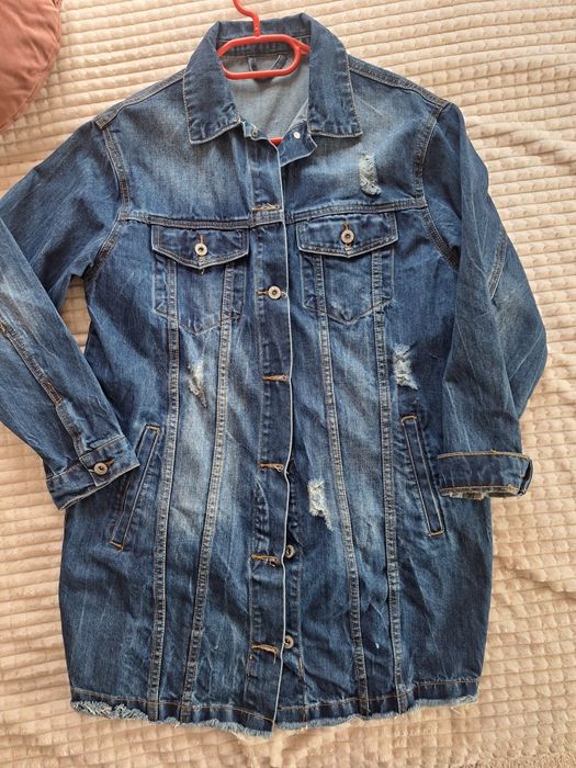 Разпродажба! Дамско дънково манто за 35лв